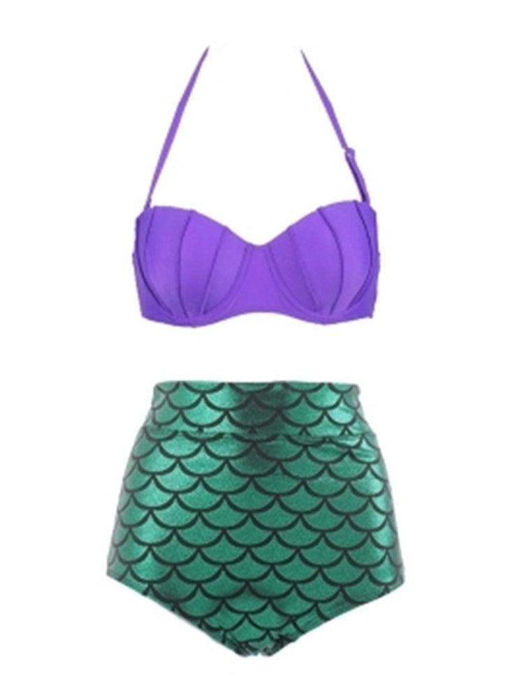 Alluring Mermaid-Inspired Plus Size High Waist Push Up Bikini Set  Sunset and Swim   