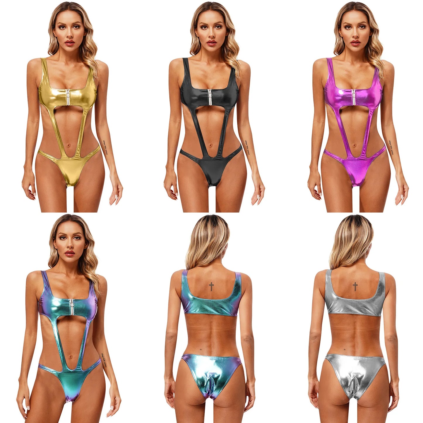 Celestial Goddess Harness Metallic Cut Out Swimsuit Monokini Sunset and Swim   