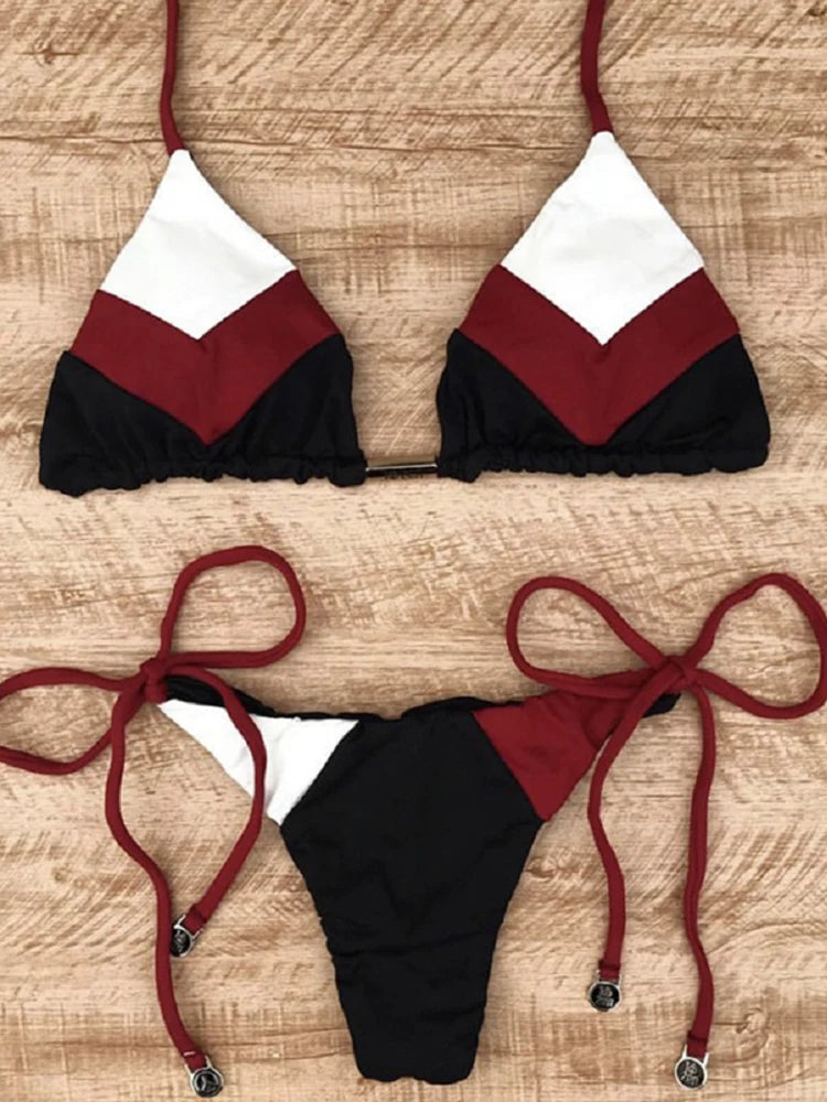 Coastal Colorblock Brazilian Bikini Set Sunset and Swim   