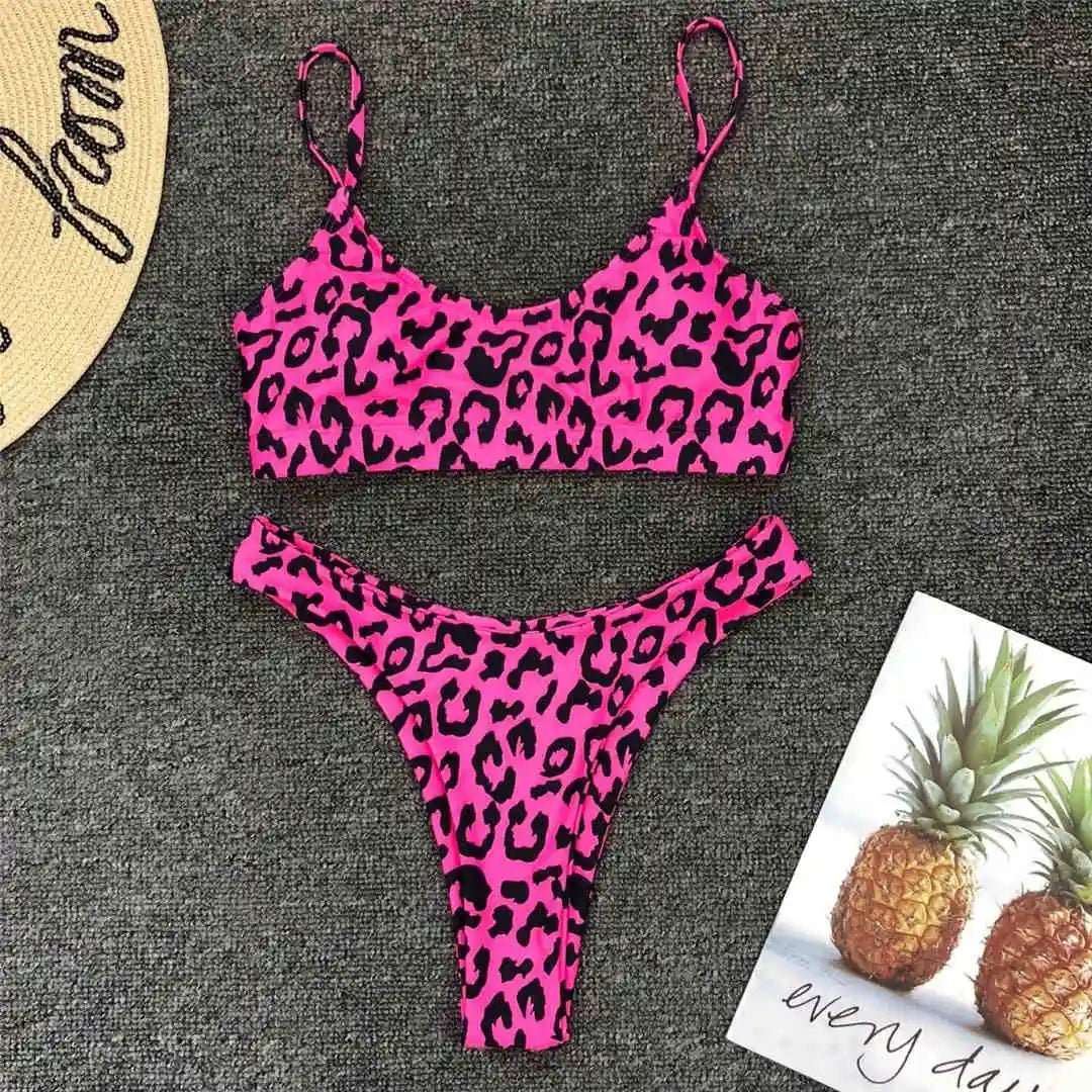 Leopard Allure Solid Bikini Set  Sunset and Swim   