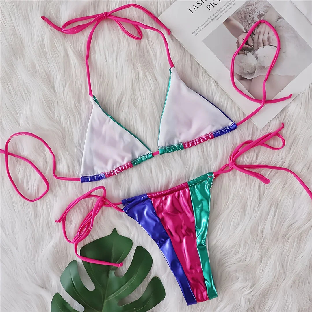 Tropical Glow Halter Bikini Sunset and Swim