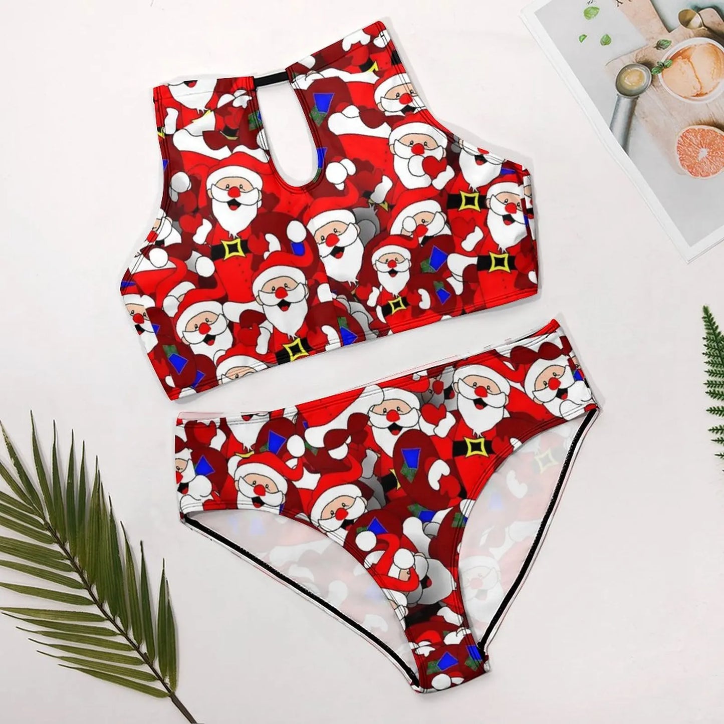 Sexy Christmas Bikinis Set Santa Claus Stylish Bikini Swimsuit Push Up Strap Swimwear Custom Swimsuits Sunset and Swim   