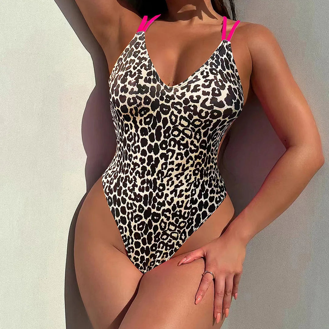 Stunning Leopard Open Back One Piece Swimsuit Sunset and Swim   