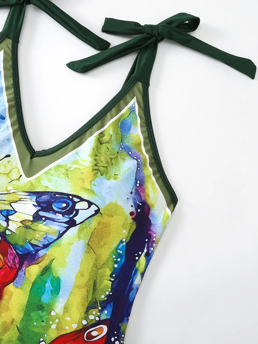 Tropical Oasis Full Coverage One-Piece Swimsuit Sunset and Swim   