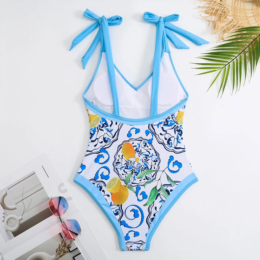 Tropical Oasis Full Coverage One-Piece Swimsuit Sunset and Swim   