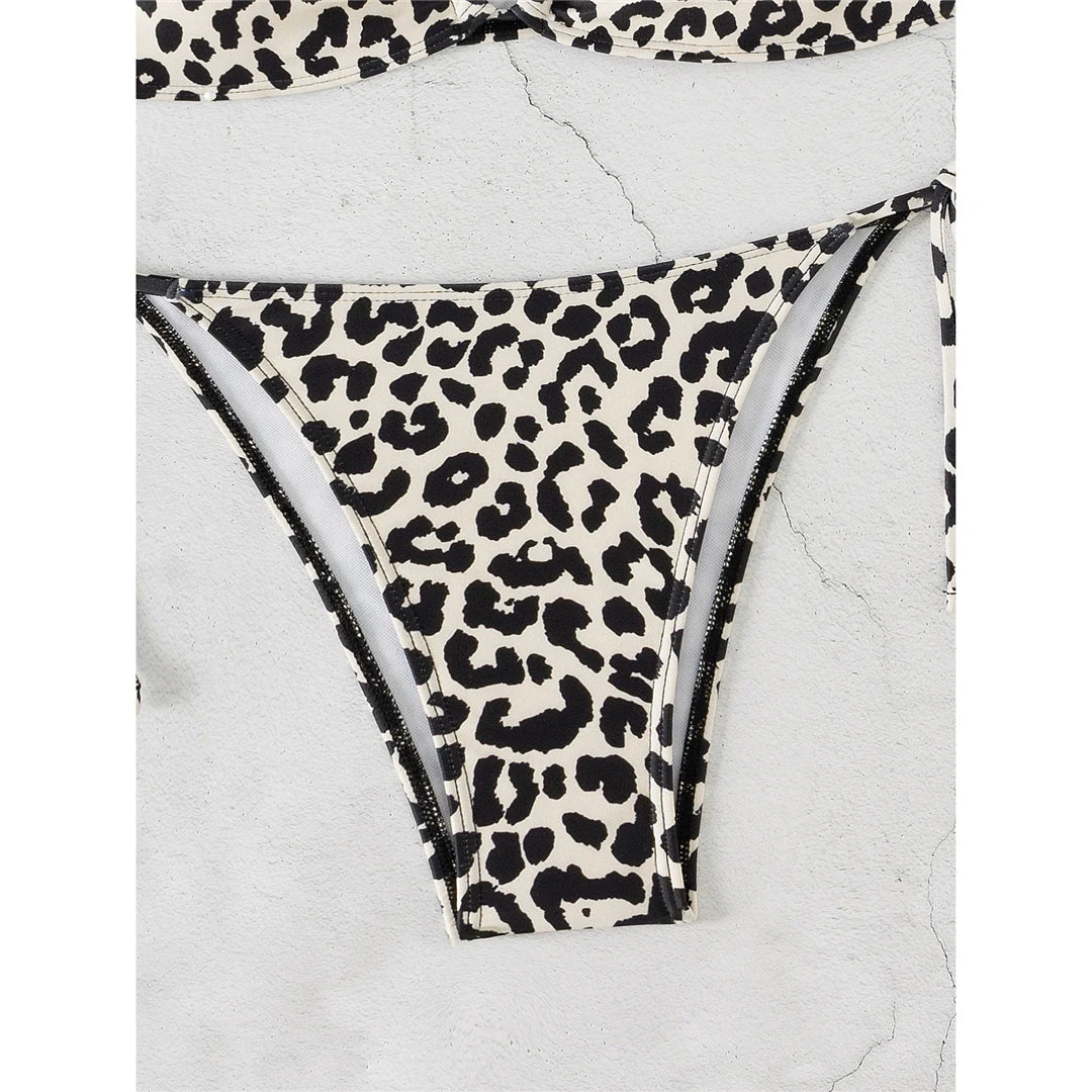 Savage Elegance Leopard Cut Out Bikini Set Sunset and Swim   