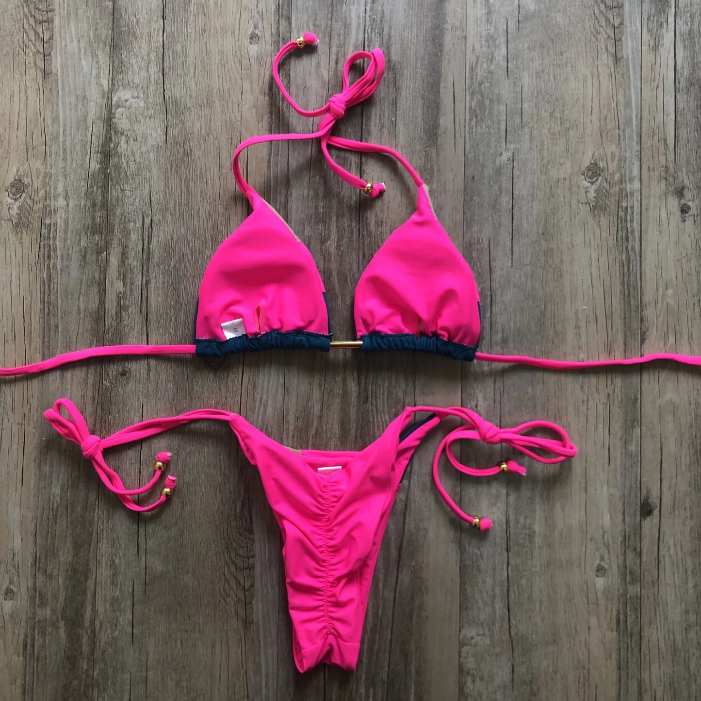 Coastal Colorblock Brazilian Bikini Set Sunset and Swim   