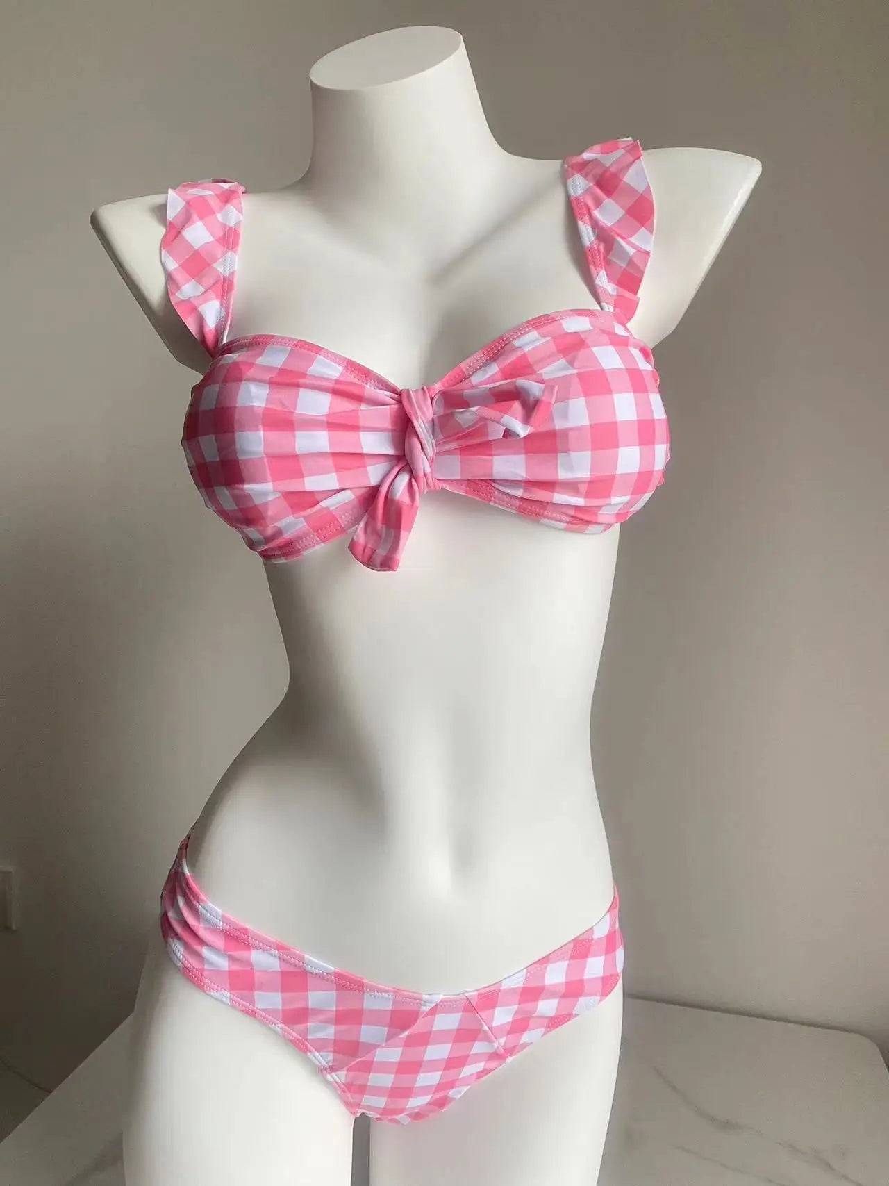 Summer Charm Plaid Bow Bikini Sunset and Swim