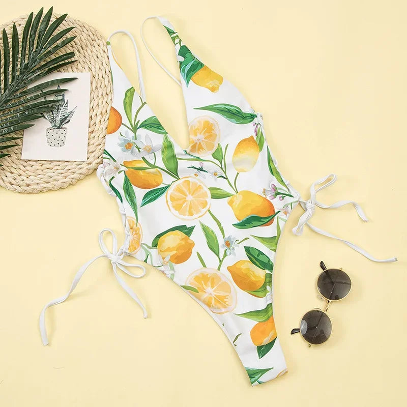 Riviera Lemon Dream One Piece Swimsuit  Sunset and Swim White/Yellow S 