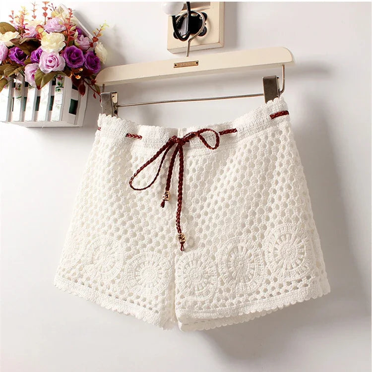 Summer Cottage Crochet Shorts Sunset and Swim White One Size 