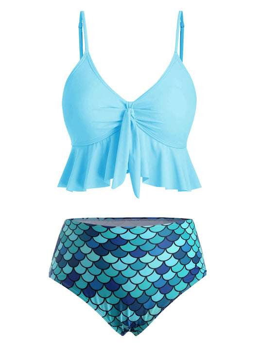 Aqua Luxe Tankini Mermaid Bikini Set  Sunset and Swim Turquoise S 