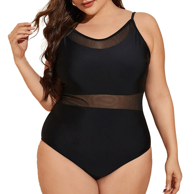 Sienna Mesh Plus Size Swimsuit  Sunset and Swim Black 3 XL 