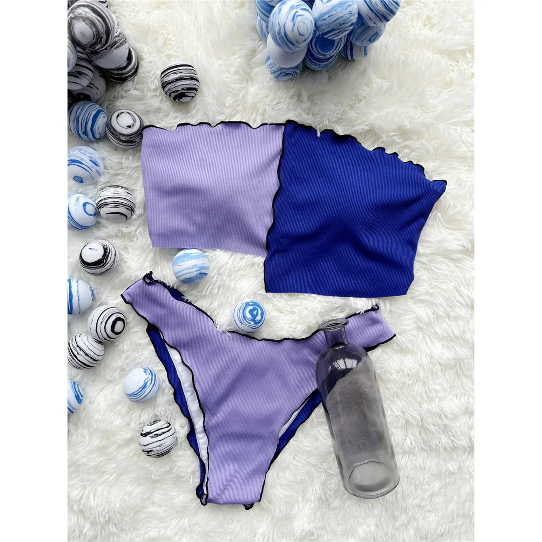 Violet Waves Strapless Bikini Set Sunset and Swim   