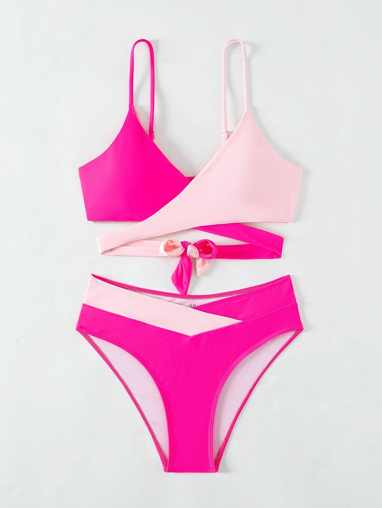 Pink Criss Cross Cut Out Bikini Sunset and Swim   