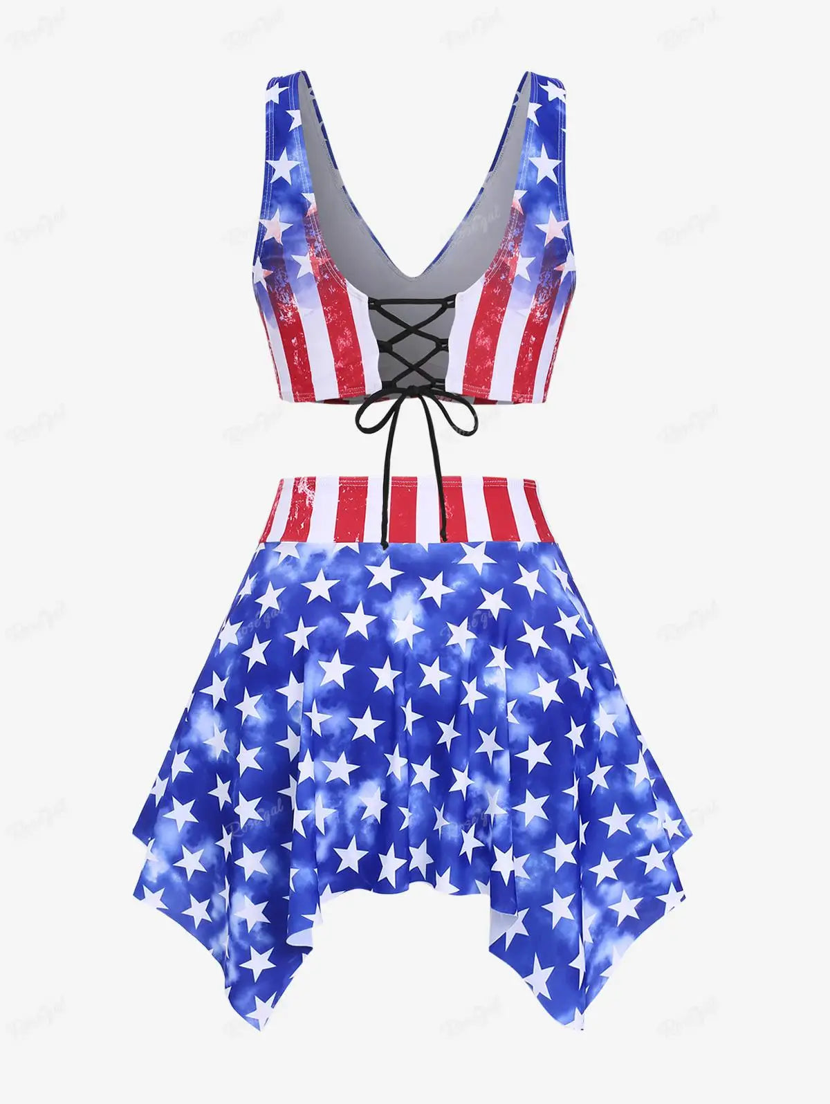 Curvy Confidence American Flag Plus Size Swim Skirt Bikini Set Sunset and Swim   