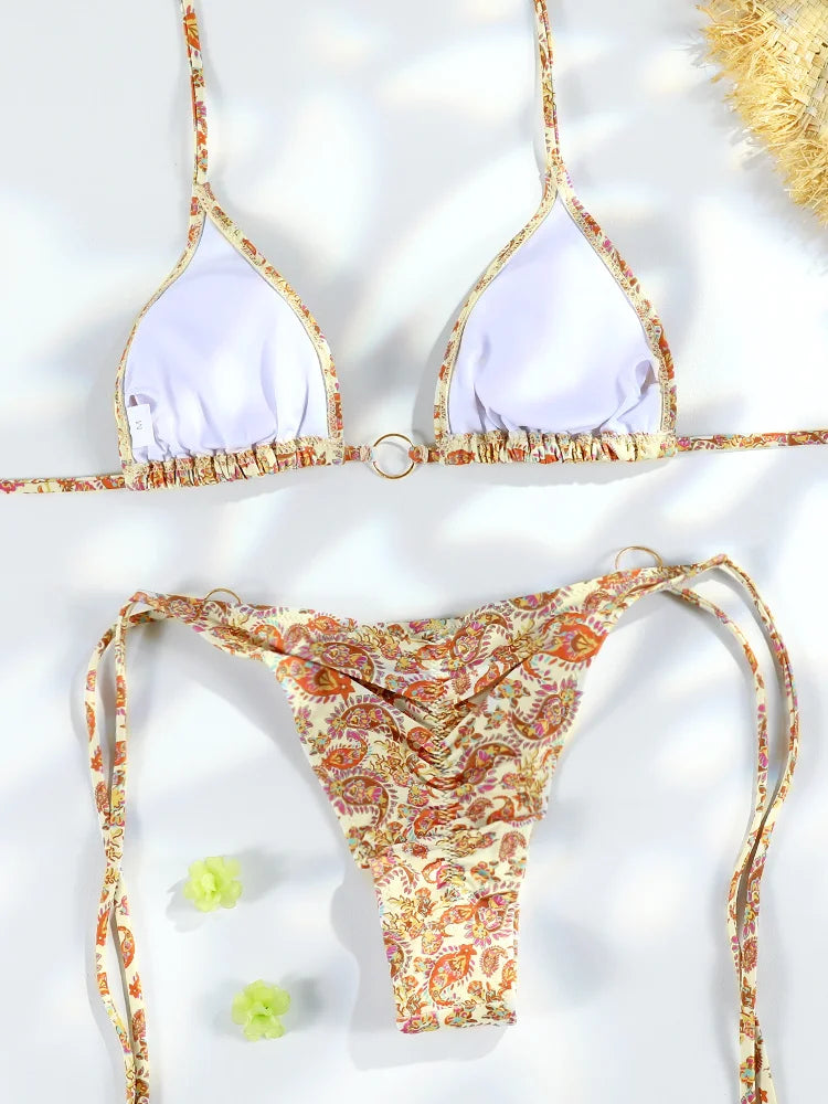 Exotic Sunset Triangle Chains Brazilian Bikini Sunset and Swim   