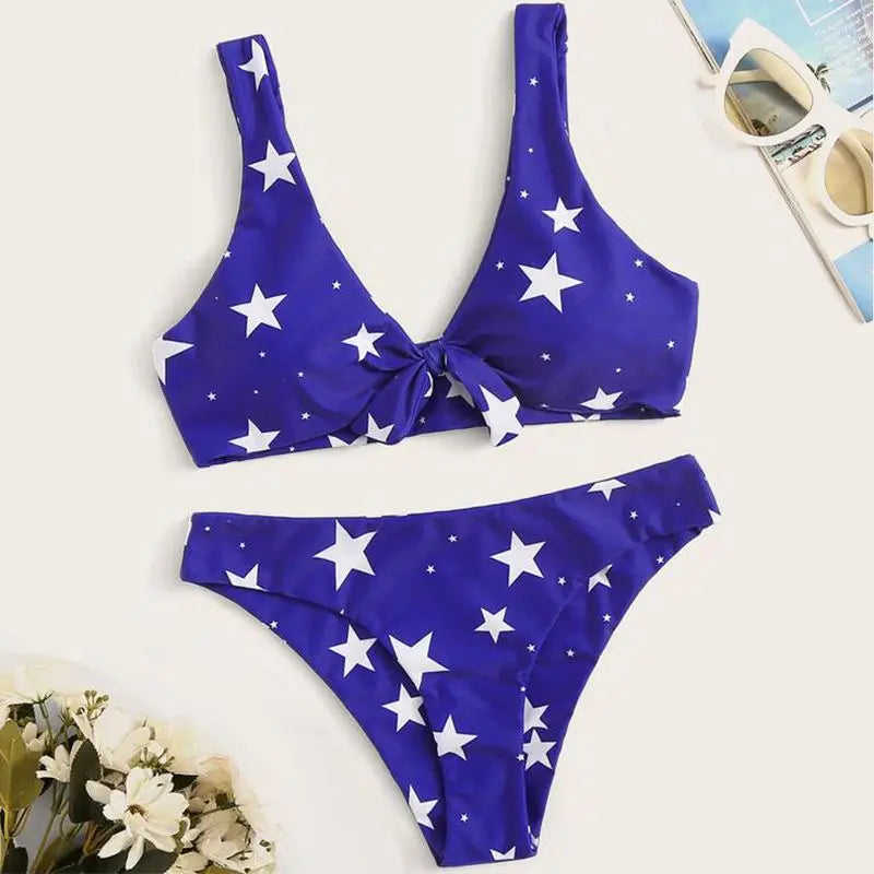 Star Spangled Bow Bikini Sunset and Swim Blue S 