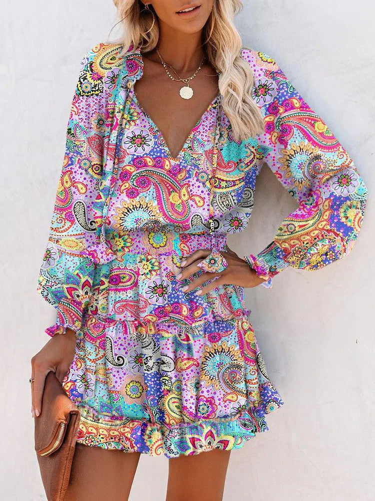 Radiant Ruffles Mini Dress Sunset and Swim