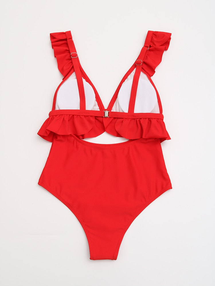Elegance Unleashed Plus-Size Ruffle Monokini Swimsuit  Sunset and Swim   