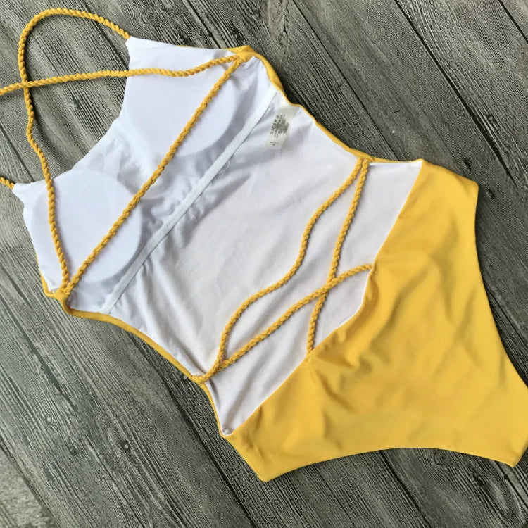Sunset and Swim Sexy Strappy Open Back One Piece Swimsuit  Sunset and Swim   