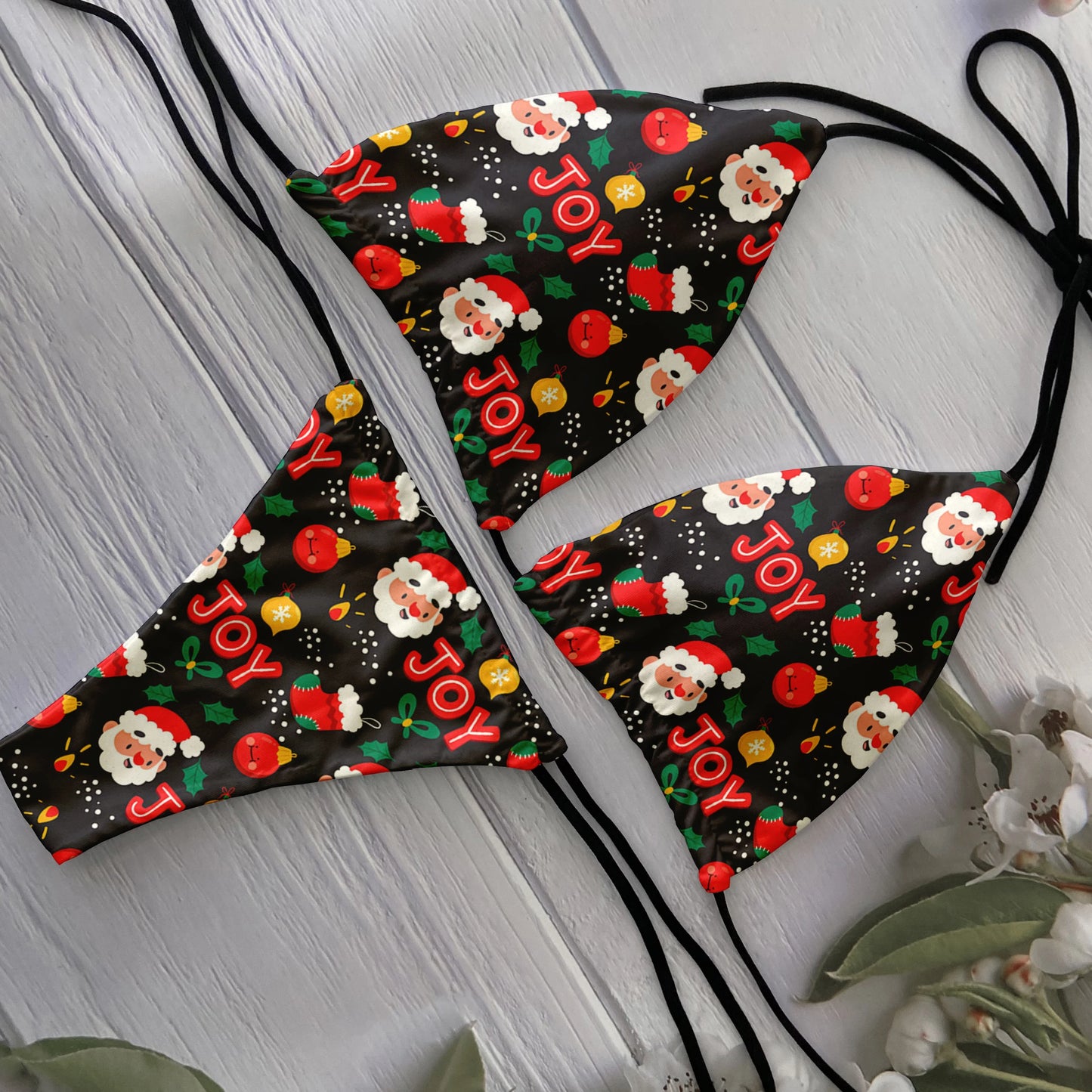 Winter Wonderland Christmas Triangle Bikini Sunset and Swim Red One Size 