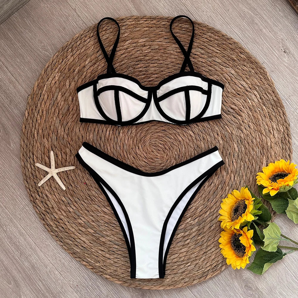 Ultra Chic Black and White Block Bandage Bikini  Sunset and Swim   