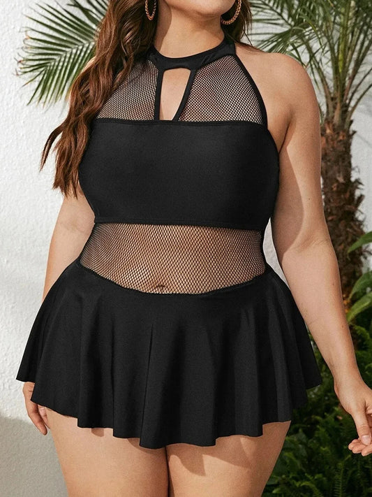 Sienna Mesh Plus Size Swimsuit  Sunset and Swim Black 4 4XL 