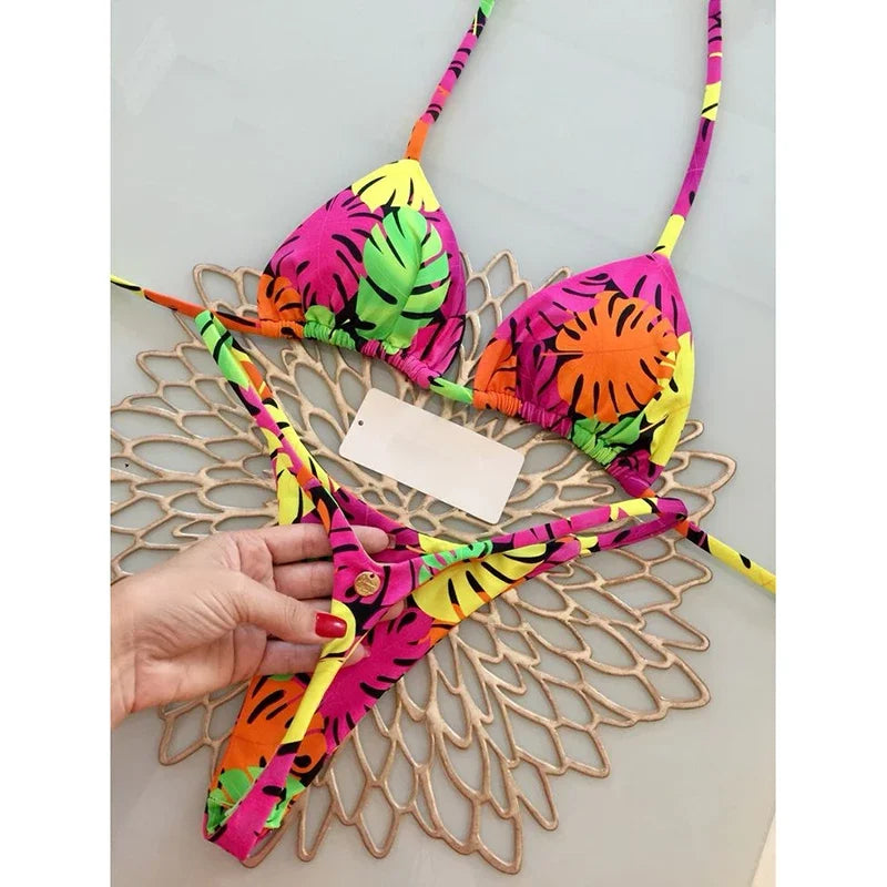 Tropical Dream String Bikini Sunset and Swim Orange 3 S 