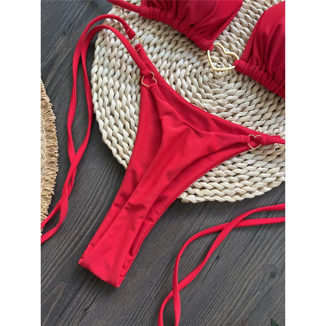 Tropical Tide Tease Micro String Bikini Sunset and Swim   