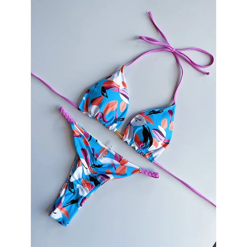 Tropical Dream String Bikini Sunset and Swim Mint S 