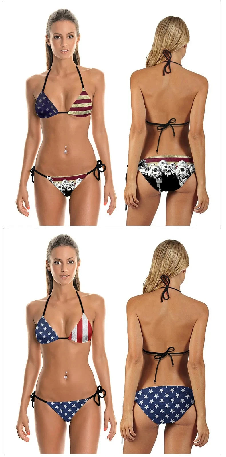 Stars & Stripes American Flag Bikini Sunset and Swim   