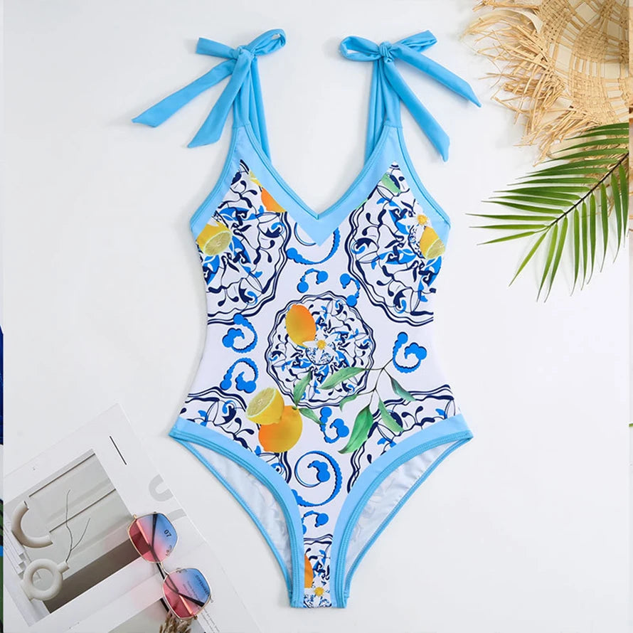 Tropical Oasis Full Coverage One-Piece Swimsuit Sunset and Swim   