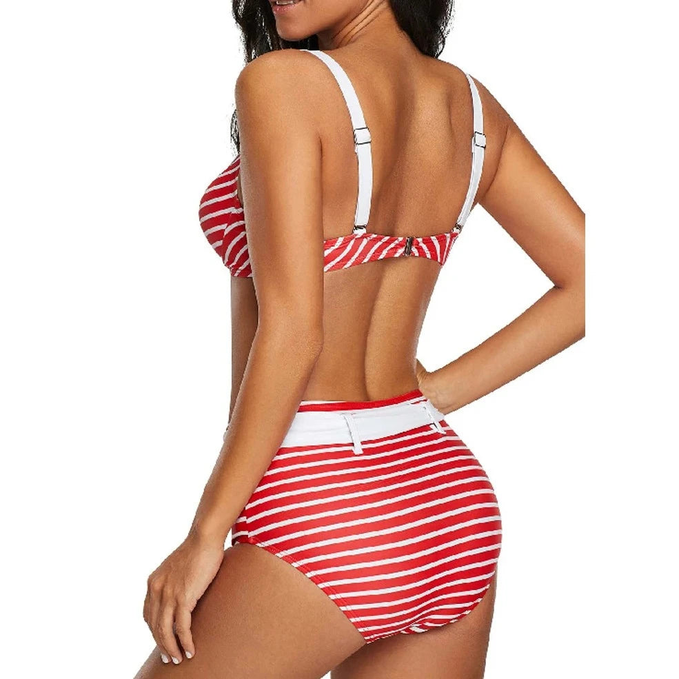 Nautical Charm Striped Plus Size Bikini Sunset and Swim   