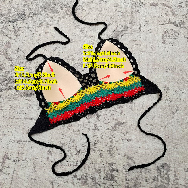 Rainbow Harmony Bohemian Crochet Bikini Set  Sunset and Swim   