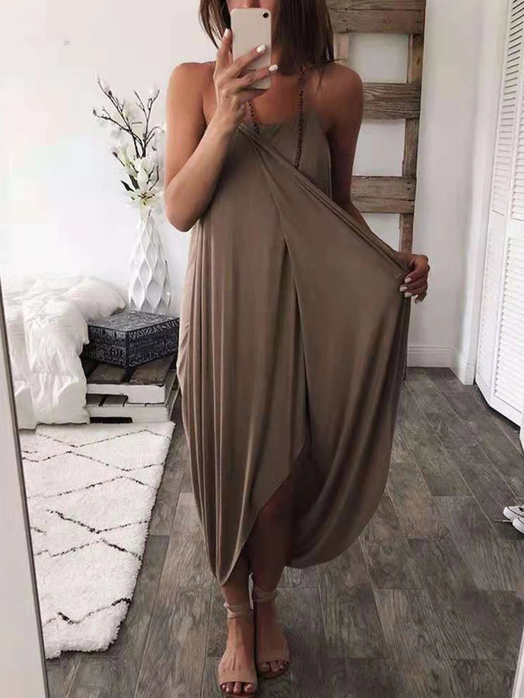 Effortless Flow Slit Maxi Dress Sunset and Swim