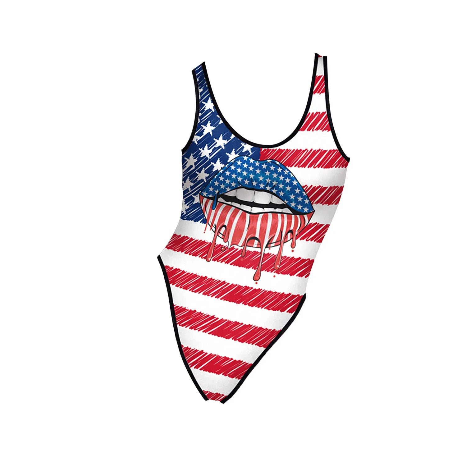 High Cut American Flag Swimsuit Sunset and Swim   