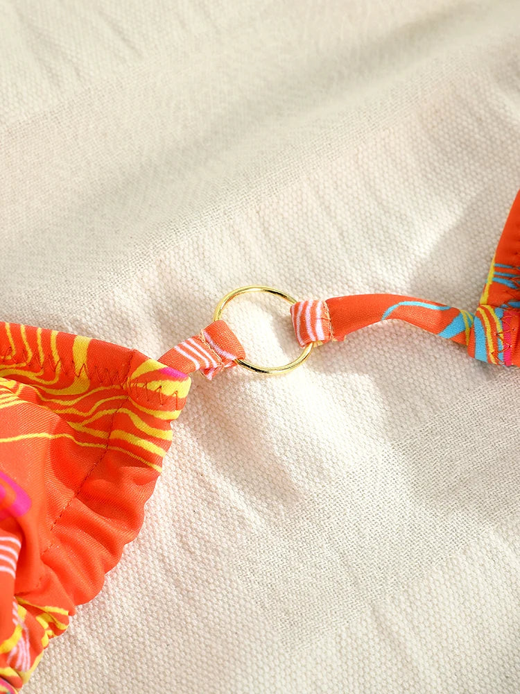 Exotic Sunset Triangle Chains Brazilian Bikini Sunset and Swim   