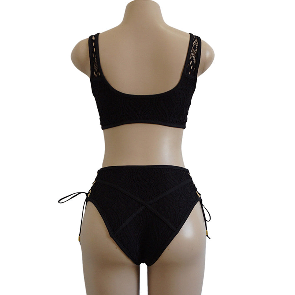 Lush Lace Goddess High Waist Bikini Black  Sunset and Swim   