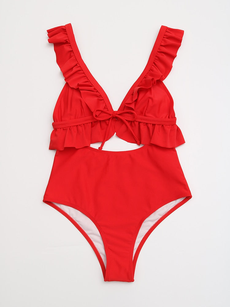 Elegance Unleashed Plus-Size Ruffle Monokini Swimsuit  Sunset and Swim   