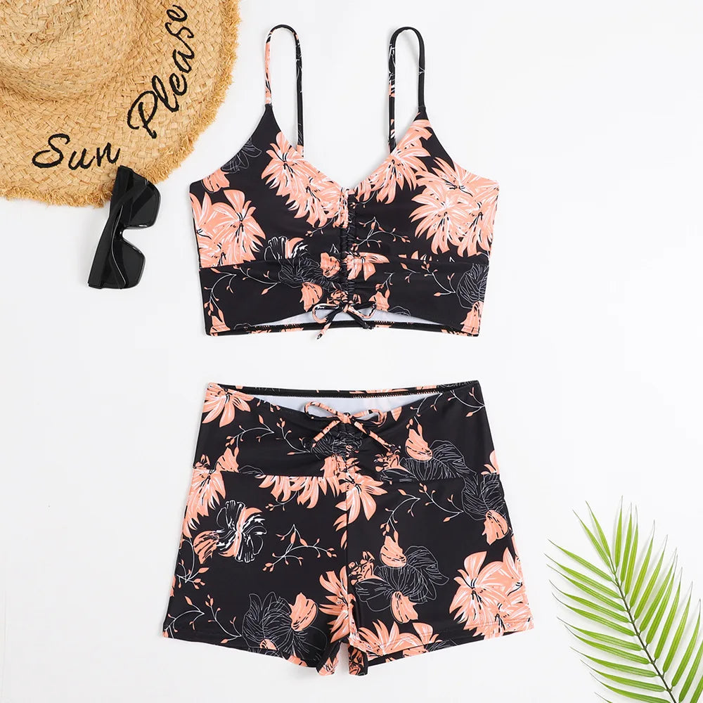 Ocean Breeze High Waist Bikini Set  Sunset and Swim Apricot/Black S 