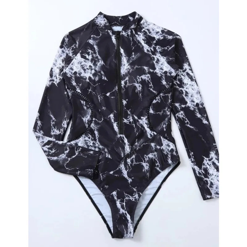 Ocean Drift Long Sleeve Rash Guard Zipper Swimsuit Sunset and Swim   