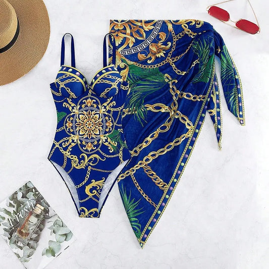 Floral Print Modest Knot Front Bikini including Cover Up Shirt – Sunset and  Swim