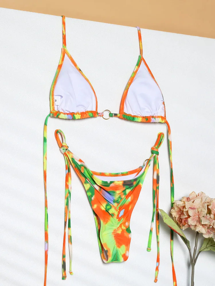 Exotic Sunset Triangle Chains Brazilian Bikini Sunset and Swim   