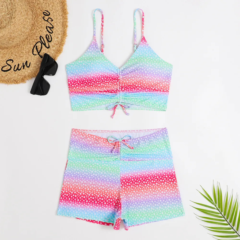 Ocean Breeze High Waist Bikini Set  Sunset and Swim Mint/Pink S 