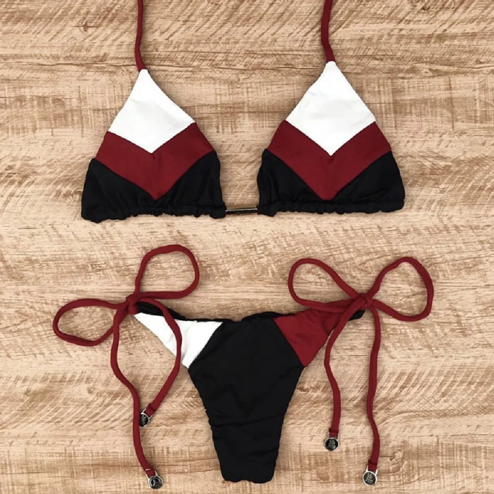 Coastal Colorblock Brazilian Bikini Set Sunset and Swim   