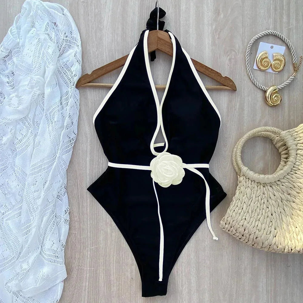 Blooming Beauty One Piece Swimsuit Sunset and Swim Black M 