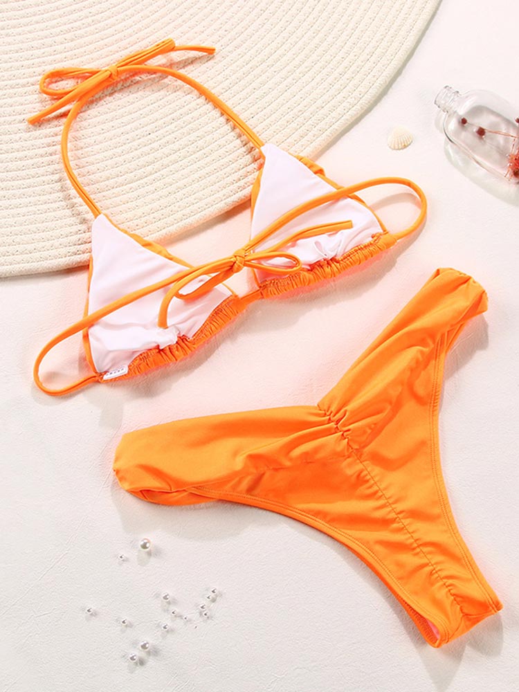 Exclusive Ruched Brazilian Triangle Bikini  Sunset and Swim   