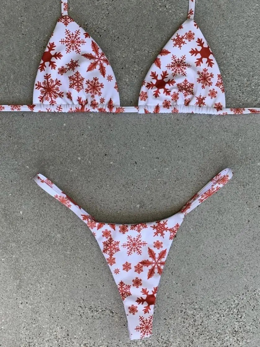 Christmas Micro Thong Bikini Sunset and Swim Red 3 S