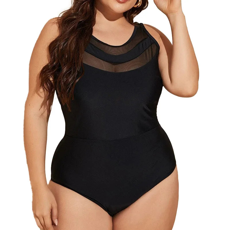 Sienna Mesh Plus Size Swimsuit  Sunset and Swim Black 2 XXXL 