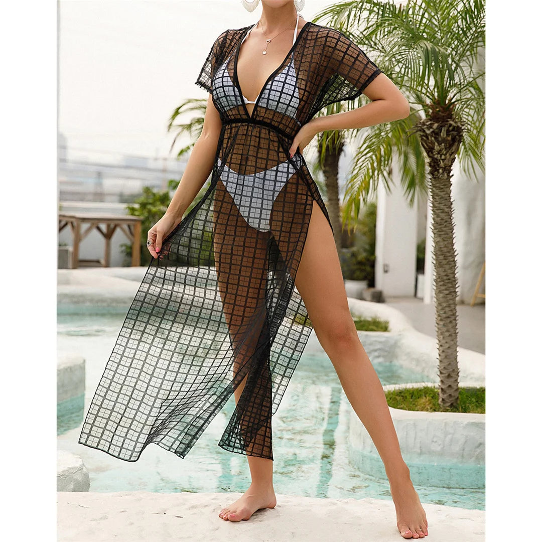 Sunset Allure Sheer Mesh Beach Cover-Up Sunset and Swim   